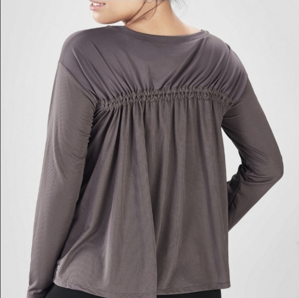 Fabletics women chinced back dark gray long sleeve top, size Medium - Picture 3 of 12